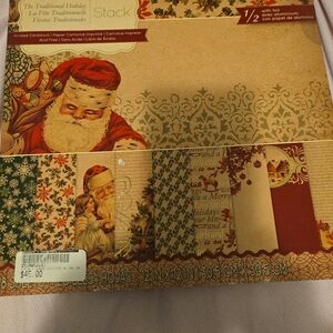 Stacked Holiday Vintage Santa Cardstock Paper Pack - Red, Cream, Green